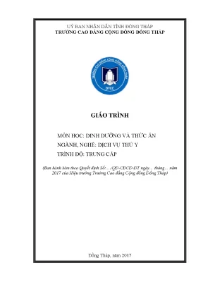 Giáo trình dinh dưỡng và thức ăn nghề dịch vụ thú y trung cấp