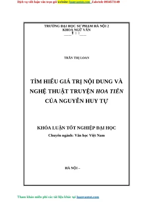 Tìm hiểu giá trị nội dung và nghệ thuật truyện hoa tiên của nguyễn huy tự khóa luận tốt nghiệp đại học