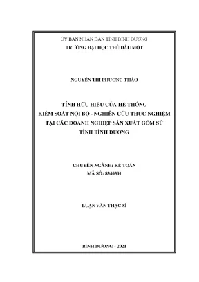Luận văn thạc sĩ tính hữu hiệu của hệ thống kiểm soát nội bộ nghiên cứu thực nghiệm tại các doanh nghiệp sản xuất gốm sứ tỉnh bình dương