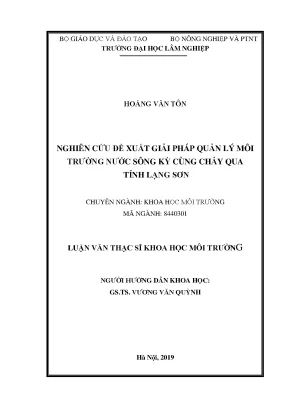 Luận văn thạc sĩ hay nghiên cứu đề xuất giải pháp quản lý môi trường nước sông kỳ cùng chảy qua tỉnh lạng sơn