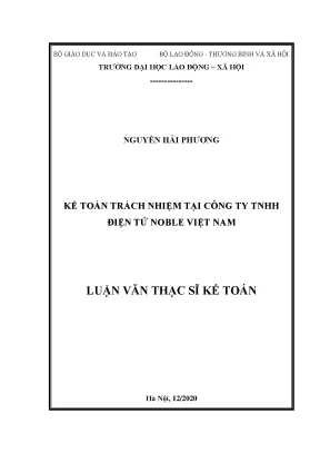 Luận văn thạc sĩ kế toán trách nhiệm tại công ty tnhh điện tử noble việt nam