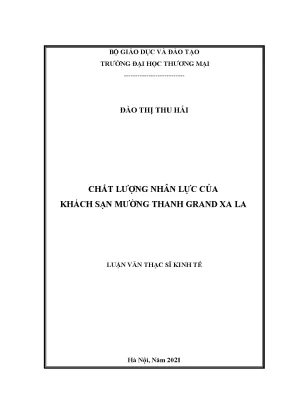 Luận văn thạc sĩ chất lượng nhân lực của khách sạn mường thanh grand xa la