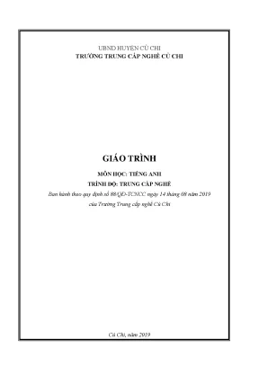 Giáo trình tiếng anh trình độ trung cấp nghề trường trung cấp nghề củ chi
