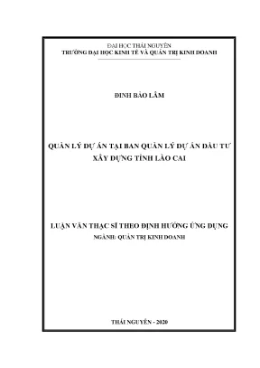 Luận văn thạc sĩ hay quản lý dự án tại ban quản lý dự án đầu tư xây dựng tỉnh lào cai
