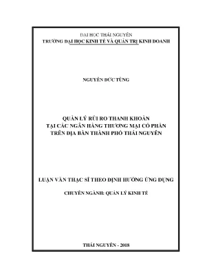 Luận văn thạc sĩ hay quản lý rủi ro thanh khoản tại các ngân hàng thương mại cổ phần trên địa bàn thành phố thái nguyên