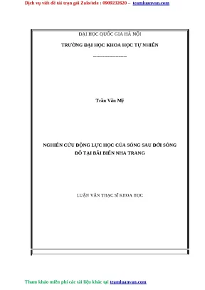 Luận văn nghiên cứu động lực học của sóng sau đới sóng đổ tại bãi biển nha trang