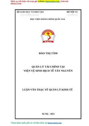 Quản lý tài chính tại viện vệ sinh dịch tễ tây nguyên luận văn thạc sỹ quản lý kinh tế