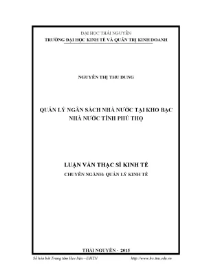 Luận văn thạc sĩ hay quản lý ngân sách nhà nước tại kho bạc nhà nước tỉnh phú thọ