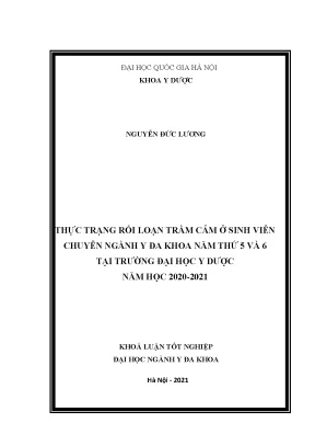 Khóa luận thực trạng rối loạn trầm cảm ở sinh viên chuyên ngành y đa khoa năm thứ 5 và 6 tại trường đại học y dược