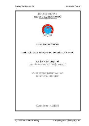 Luận văn thạc sĩ kỹ thuật điện tử thiết kế máy tự động đo độ kiềm của nước