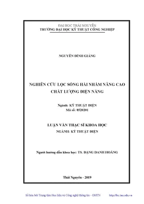 Luận văn thạc sĩ hay nghiên cứu lọc sóng hài nhằm nâng cao chất lượng điện năng