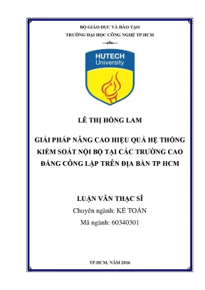 Luận văn thạc sĩ kế toán giải pháp nâng cao hiệu quả kiểm soát nội bộ tại các trường cao đẳng công lập trên địa bàn tp hcm