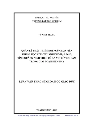 Luận văn thạc sĩ hay quản lý phát triển đội ngũ giáo viên trung học cơ sở thành phố hạ long tỉnh quảng ninh theo đề án vị trí việc làm trong giai đoạn hiện nay