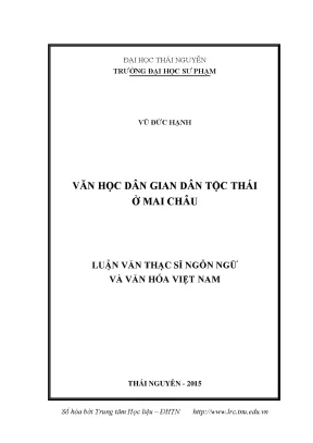 Luận văn thạc sĩ hay văn học dân gian dân tộc thái ở mai châu