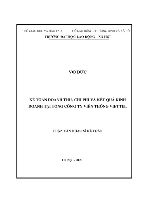 Luận văn thạc sĩ kế toán doanh thu chi phí và kết quả kinh doanh tại tổng công ty viễn thông viettel