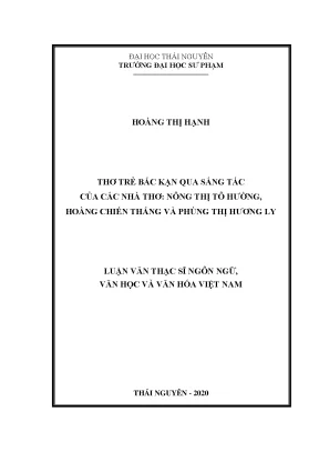 Luận văn thạc sĩ hay thơ trẻ bắc kạn qua sáng tác của các nhà thơ nông thị tô hường hoàng chiến thắng và phùng thị hương ly