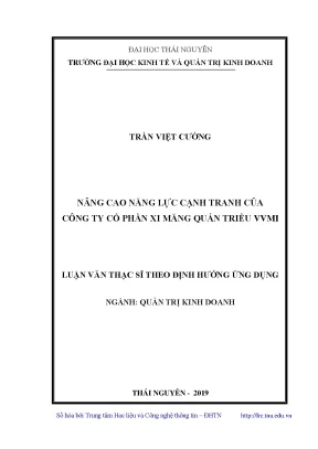 Luận văn thạc sĩ hay nâng cao năng lực cạnh tranh của công ty cổ phần xi măng quán triều vvmi