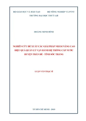 Luận văn thạc sĩ nghiên cứu đề xuất các giải pháp nhằm nâng cao hiệu quả quản lý vận hành hệ thống cấp nước cho chi nhánh cấp nước trần đề tỉnh sóc trăng