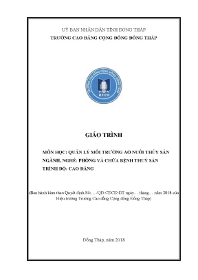 Giáo trình quản lý môi trường ao nuôi thủy sản nghề phòng và chữa bệnh thuỷ sản cao đẳng