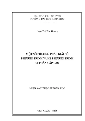 Luận văn thạc sĩ hay một số phương pháp giải số phương trình và hệ phương trình vi phân cấp cao