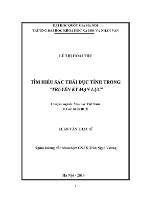 Luận văn thạc sĩ văn học việt nam tìm hiều sắc thái dục tính trong truyền kỳ mạn lục