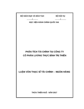 Luận văn thạc sỹ phân tích tài chính tại công ty cổ phần lương thực bình trị thiên
