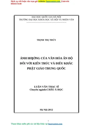 Ảnh hưởng của văn hóa ấn độ đối với kiến trúc và điêu khắc phật giáo trung quốc luận văn thạc sĩ