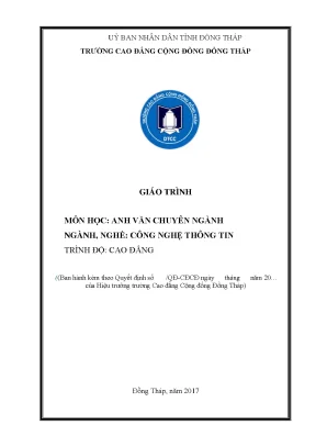 Giáo trình anh văn chuyên ngành nghề công nghệ thông tin cao đẳng