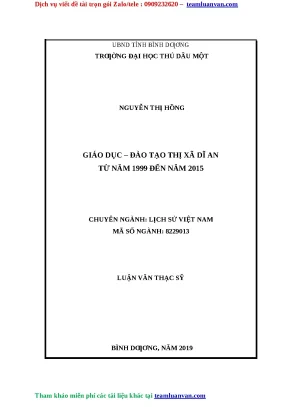 Luận văn giáo dục đào tạo thị xã dĩ an từ năm 1999 đến năm 2015