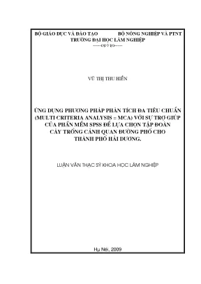 Luận văn thạc sĩ hay ứng dụng phương pháp phân tích đa tiêu chuẩn với sự trợ giúp của phần mềm spss để lựa chọn tập đoàn cây trồng cảnh quan đường phố cho thành phố hải dương