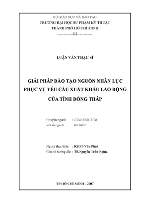 Luận văn thạc sĩ giải pháp đào tạo nguồn nhân lực phục vụ yêu cầu xuất khẩu lao động của tỉnh đồng tháp