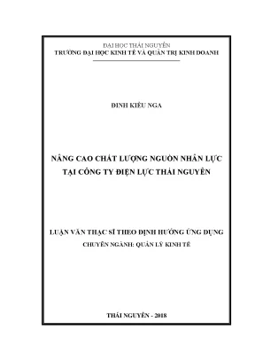 Luận văn thạc sĩ hay nâng cao chất lượng nguồn nhân lực tại công ty điện lực thái nguyên