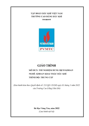 Giáo trình thí nghiệm dung dịch khoan nghề khoan khai thác dầu khí trung cấp trường cao đẳng dầu khí