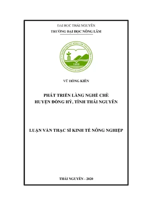 Luận văn thạc sĩ hay phát triển làng nghề chè huyện đồng hỷ tỉnh thái nguyên