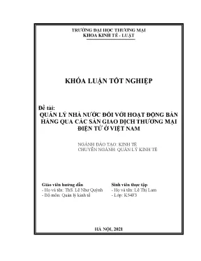 Khóa luận quản lý nhà nước đối với hoạt động bán hàng qua các sàn giao dịch thương mại điện tử ở việt nam