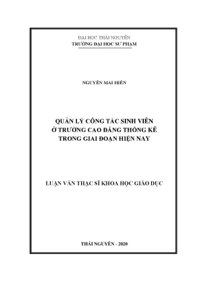 Luận văn thạc sĩ hay quản lý công tác sinh viên ở trường cao đẳng thống kê trong giai đoạn hiện nay
