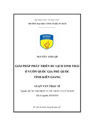 Luận văn thạc sĩ giải pháp phát triển du lịch sinh thái tại vườn quốc gia phú quốc tỉnh kiên giang