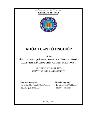 Khóa luận nâng cao hiệu quả kinh doanh của công ty cổ phần xuất nhập khẩu hóa chất và thiết bị kim ngưu