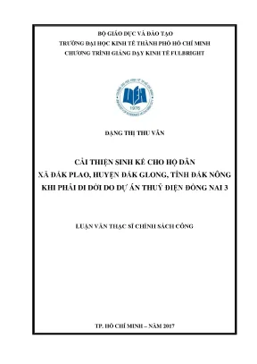 Luận văn thạc sĩ cải thiện sinh kế cho hộ dân xã đắk plao huyện đắk llong tỉnh đắk nông khi phải di dời do dự án thuỷ điện đồng nai 3