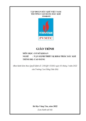 Giáo trình cơ sở khoan nghề vận hành thiết bị khai thác dầu khí cao đẳng trường cao đẳng dầu khí