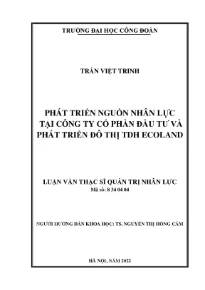Phát triển nguồn nhân lực tại công ty cổ phần đầu tư và phát triển đô thị tdh ecoland