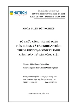 Luận văn thạc sĩ hay tổ chức công tác kế toán tiền lương và các khoản trích theo lương tại công ty tnhh kiểm toán tư vấn rồng việt