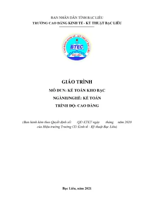 Giáo trình kế toán kho bạc nghề kế toán trình độ cao đẳng trường cđ kinh tế kỹ thuật bạc liêu
