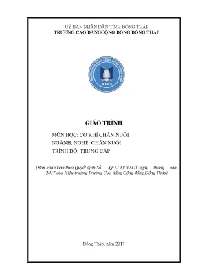 Giáo trình cơ khí chăn nuôi nghề chăn nuôi trung cấp