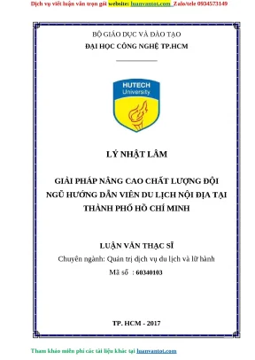 Giải pháp nâng cao chất lượng đội ngũ hướng dẫn viên du lịch nội địa tại thành phố hồ chí minh luận văn thạc sĩ