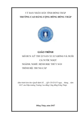 Giáo trình kỹ thuật sản xuất giống và nuôi cá nước ngọt nghề bệnh học thuỷ sản trung cấp
