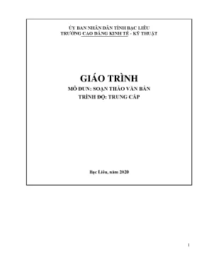 Giáo trình mô đun soạn thảo văn bản trình độ trung cấp trường cđ kinh tế kỹ thuật bạc liêu