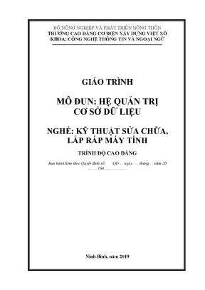 Giáo trình hệ quản trị cơ sở dữ liệu nghề kỹ thuật sửa chữa lắp ráp máy tính cao đẳng 2