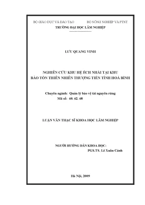 Luận văn thạc sĩ hay nghiên cứu khu hệ ếch nhái tại khu bảo tồn thiên nhiên thượng tiến huyện kim bôi tỉnh hòa bình