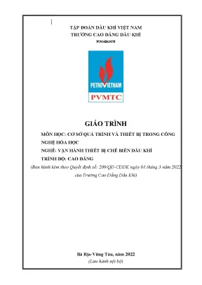 Giáo trình cơ sở quá trình và thiết bị trong công nghệ hóa học nghề vận hành thiết bị chế biến dầu khí cao đẳng trường cao đẳng dầu khí